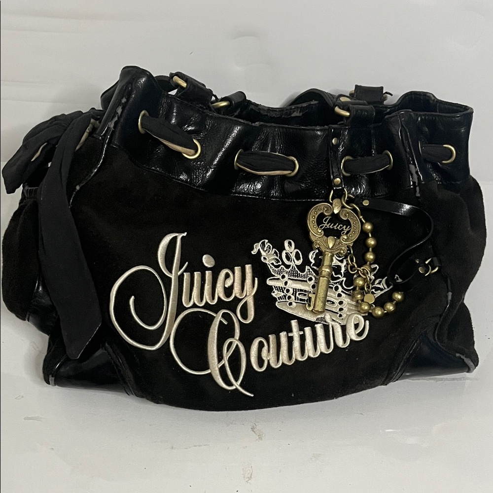 Juicy Couture Black Shoulder Bag with Gold Accents